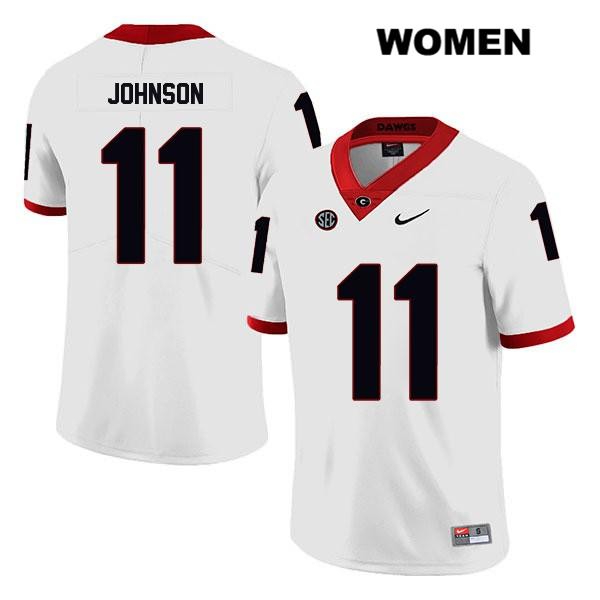 Georgia Bulldogs Women's Jermaine Johnson #11 NCAA Legend Authentic White Nike Stitched College Football Jersey GDP6756KO